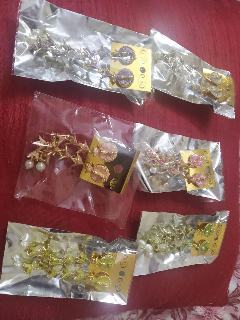 Hanging long earring ( Peach, Purple, Pink, Green, Grey colour) product image 4