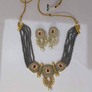 Brass Grey Crystal Artificial Jewellery, Size: Free Size,