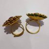 Panchi work handcrafted Adjustable ring (Green and maroon colour) - Image 3