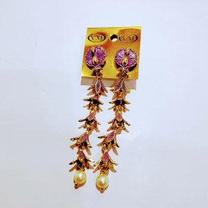 Hanging long earring ( Peach, Purple, Pink, Green, Grey colour)