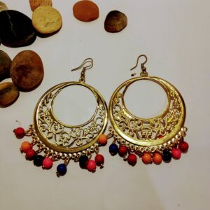 Big Gold plated colourful beads earring