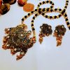 Gold plated beautiful pendant design long mangalsutra with earrings - Image 2
