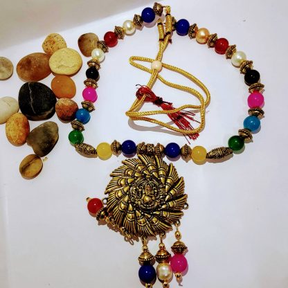 multi colour beads oxidize handmade necklace with earring - Image 4