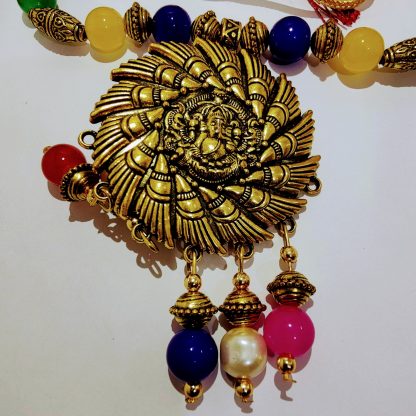 multi colour beads oxidize handmade necklace with earring - Image 2
