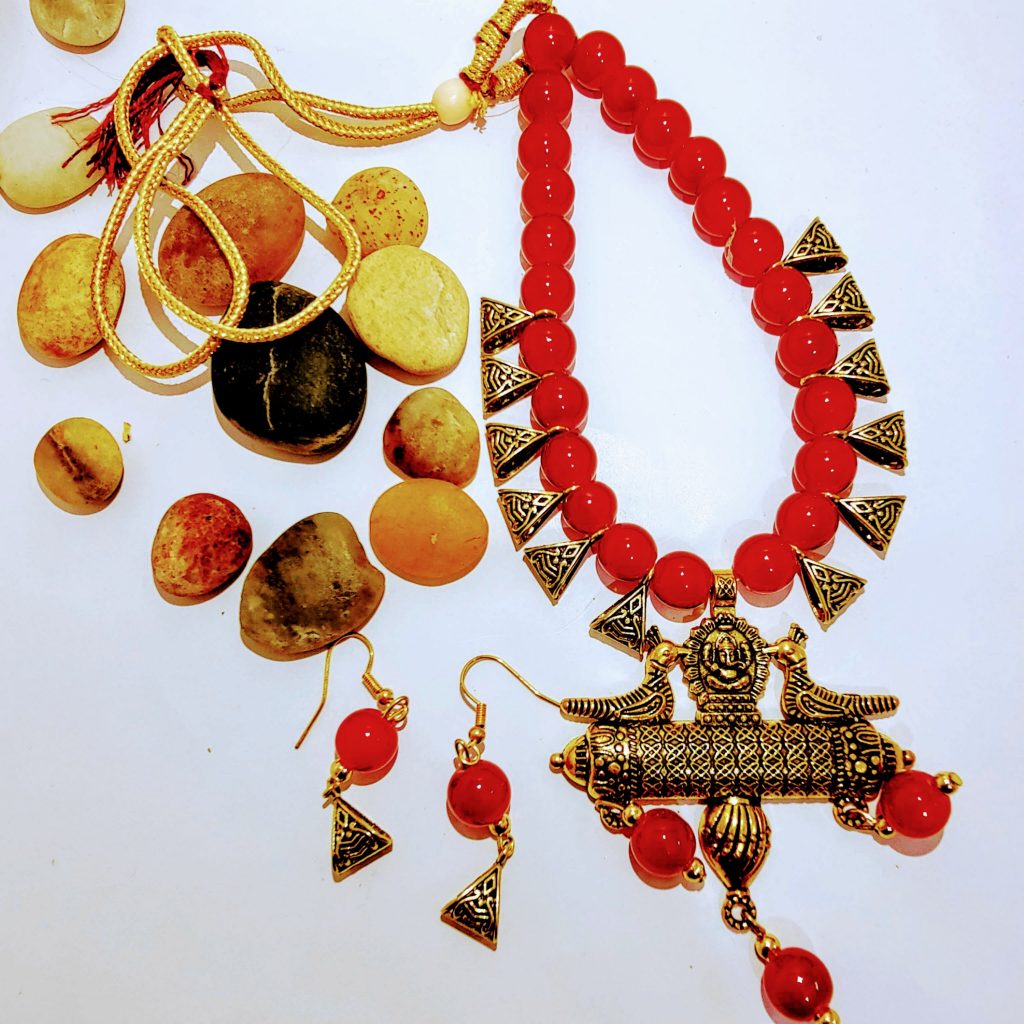 Beautiful peacock pendant necklace set product image 3
