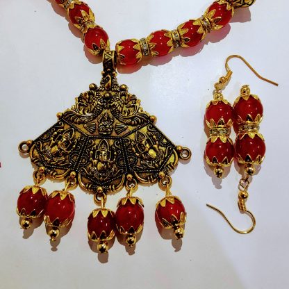 Gold printed oxidised necklace