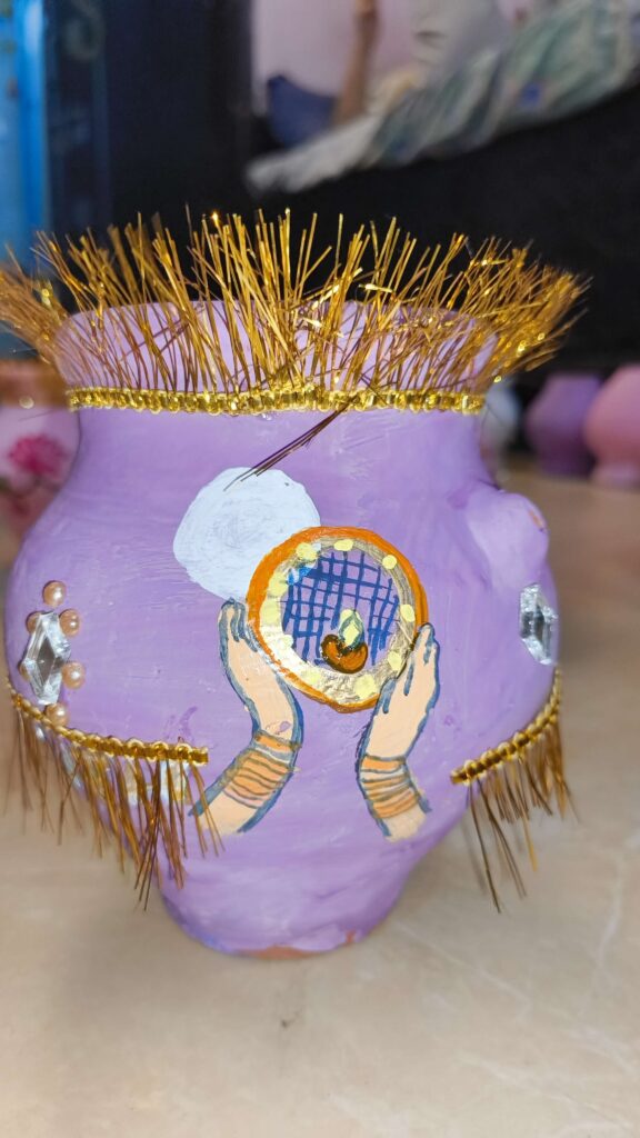 Handcrafted Clay Karwa Set with Diya & Bowl (3 Pcs) – Perfect for Karwa Chauth & Home Decor product image 3