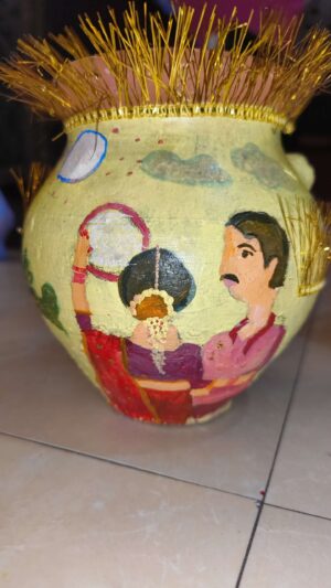 Handcrafted Clay Karwa Set with Diya & Bowl (3 Pcs) - Perfect for Karwa Chauth & Home Decor