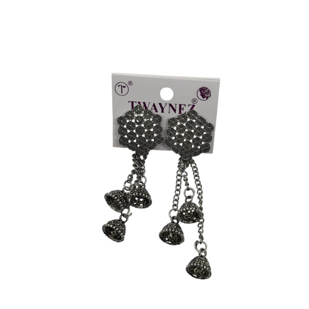 Jhumka Fiesta – 6 Piece Combo Set (Oxidized, Silver, Gold, Multicolor) product image 2